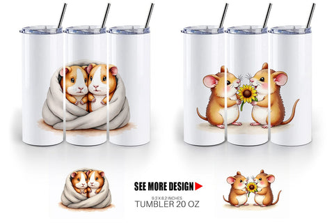 Tumbler Cozy Critters & Cuddles Watercolor Sublimation artnoy 