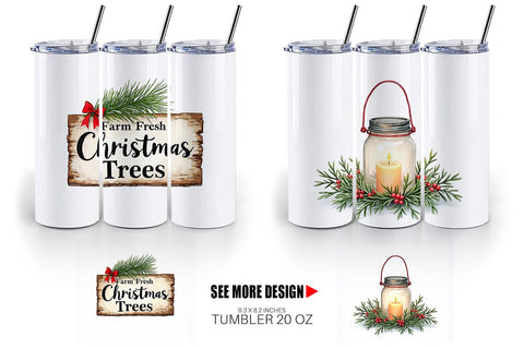 Tumbler Cozy Farmhouse Christmas Decor Watercolor Sublimation artnoy 