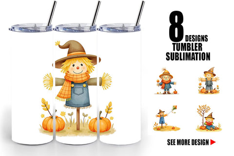 Tumbler Cozy Little Scarecrows Sublimation artnoy 