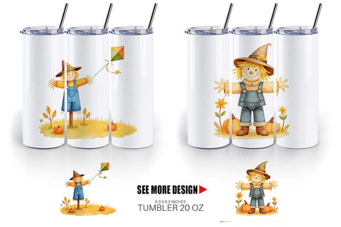 Tumbler Cozy Little Scarecrows Sublimation artnoy 