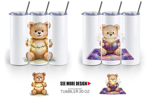 Tumbler Cozy Night Teddy Bear Picnic Sublimation artnoy 