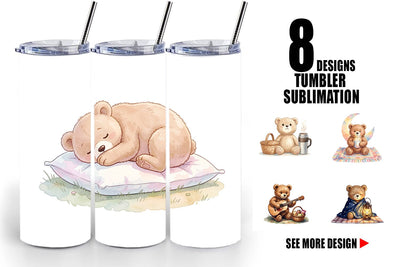 Tumbler Cozy Night Teddy Bear Picnic Sublimation artnoy 