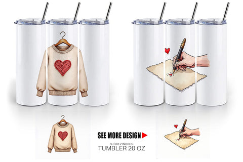 Tumbler Cozy Valentine Moments Watercolor Illustrations Sublimation artnoy 