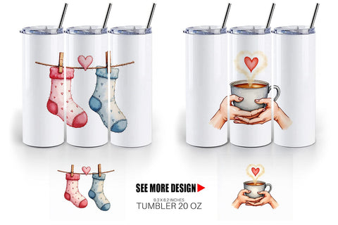 Tumbler Cozy Valentine Moments Watercolor Illustrations Sublimation artnoy 