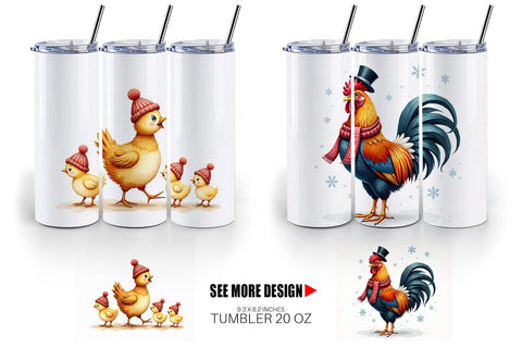 Tumbler Cozy Winter Farm Friends Watercolor Sublimation artnoy 