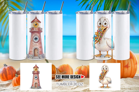 Tumbler Creepy Coastal Summerween Sublimation artnoy 