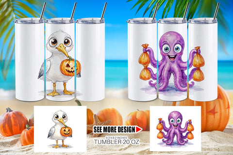 Tumbler Creepy Coastal Summerween Sublimation artnoy 