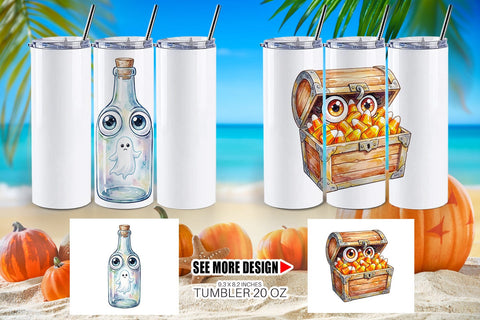Tumbler Creepy Coastal Summerween Sublimation artnoy 