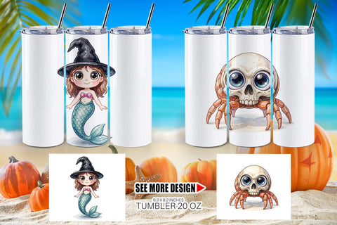 Tumbler Creepy Coastal Summerween Sublimation artnoy 