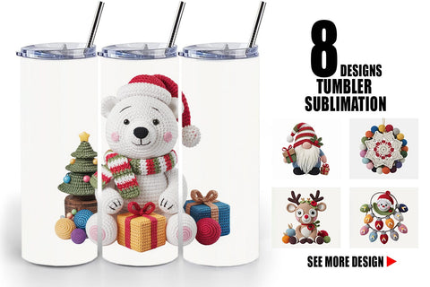 Tumbler Crochet Christmas Sublimation artnoy 