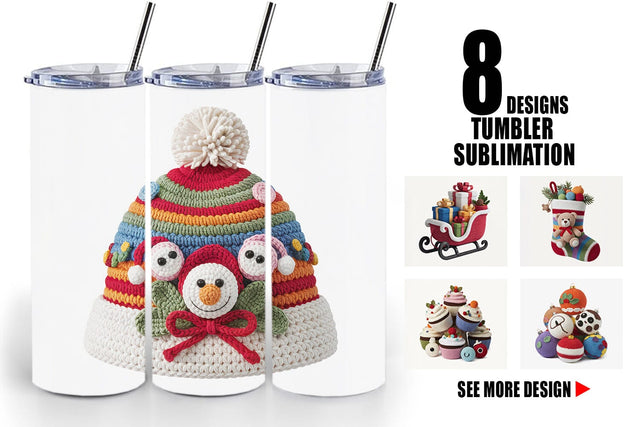 Tumbler Crochet Christmas Sublimation artnoy 