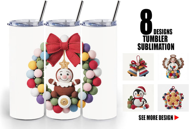 Tumbler Crochet Christmas Sublimation artnoy 