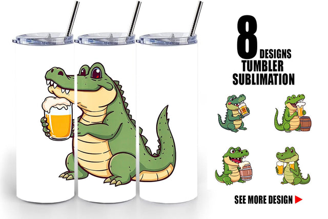 Tumbler Crocodile Beer Day Sublimation artnoy 