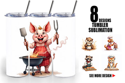 Tumbler Culinary Cuties Professional Animal Chefs Sublimation artnoy 