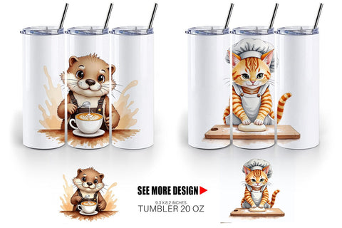 Tumbler Culinary Cuties Professional Animal Chefs Sublimation artnoy 