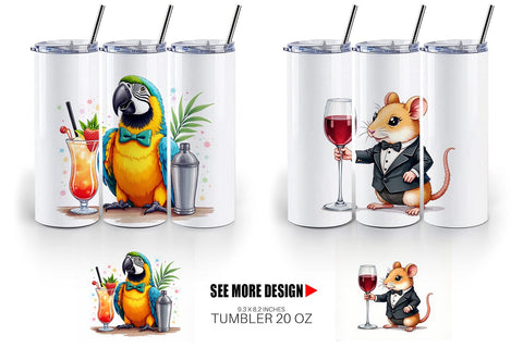 Tumbler Culinary Cuties Professional Animal Chefs Sublimation artnoy 