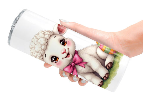 Tumbler Cute Baby Farm Animals Easter Watercolor Sublimation artnoy 