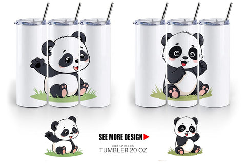 Tumbler Cute Baby Panda Sublimation artnoy 