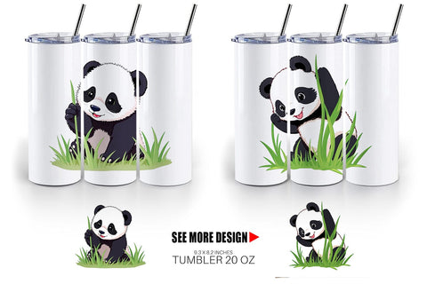 Tumbler Cute Baby Panda Sublimation artnoy 