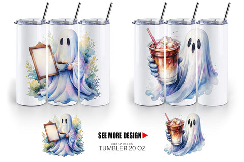 Tumbler Cute Barista Coffee Ghost Sublimation artnoy 