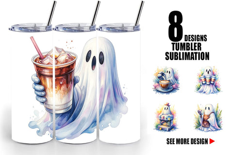 Tumbler Cute Barista Coffee Ghost Sublimation artnoy 