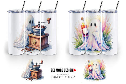 Tumbler Cute Barista Coffee Ghost Sublimation artnoy 