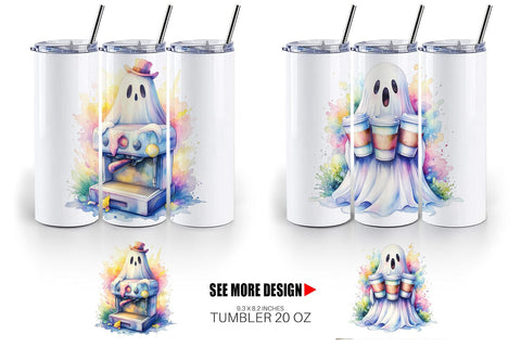 Tumbler Cute Barista Coffee Ghost Sublimation artnoy 