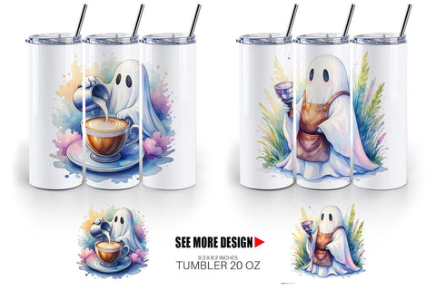 Tumbler Cute Barista Coffee Ghost Sublimation artnoy 