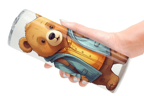 Tumbler Cute Bear with Glass Sublimation artnoy 