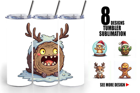 Tumbler Cute Christmas Characters Sublimation artnoy 
