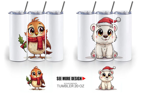 Tumbler Cute Christmas Creatures Sublimation artnoy 