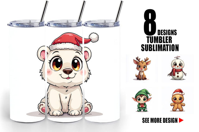 Tumbler Cute Christmas Creatures Sublimation artnoy 