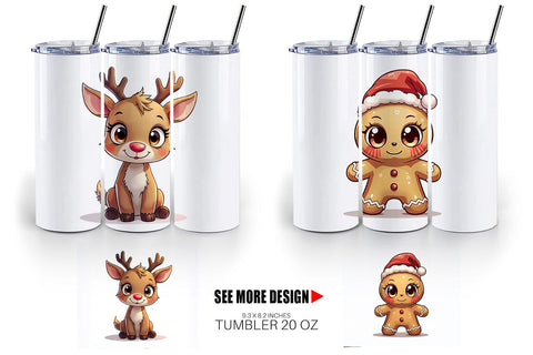 Tumbler Cute Christmas Creatures Sublimation artnoy 