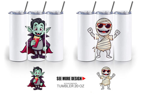 Tumbler Cute Creepy Characters Sublimation artnoy 