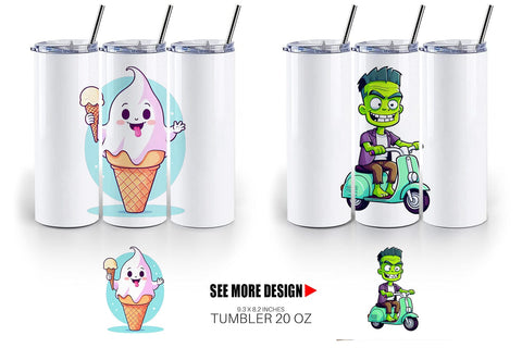 Tumbler Cute Creepy Characters Sublimation artnoy 