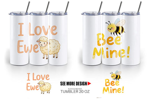 Tumbler Cute Critter Valentine's Quotes Sublimation artnoy 