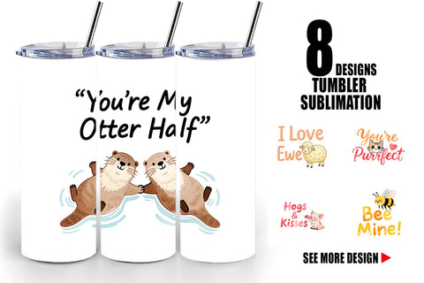 Tumbler Cute Critter Valentine's Quotes Sublimation artnoy 
