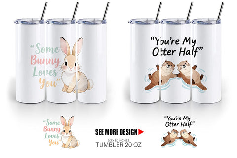 Tumbler Cute Critter Valentine's Quotes Sublimation artnoy 