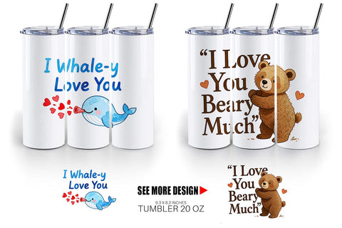 Tumbler Cute Critter Valentine's Quotes Sublimation artnoy 