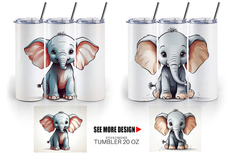 Tumbler Cute Elephant Sublimation artnoy 