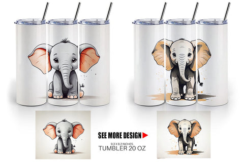 Tumbler Cute Elephant Sublimation artnoy 