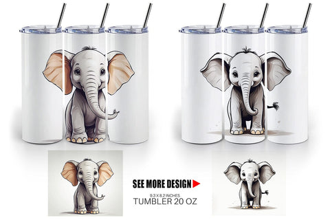 Tumbler Cute Elephant Sublimation artnoy 