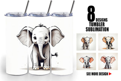 Tumbler Cute Elephant Sublimation artnoy 