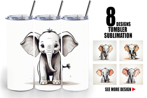 Tumbler Cute Elephant Sublimation artnoy 
