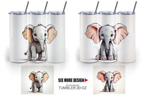 Tumbler Cute Elephant Sublimation artnoy 