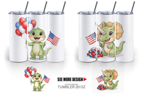 Tumbler Cute Firework Sparkler Dino Watercolor Sublimation artnoy 