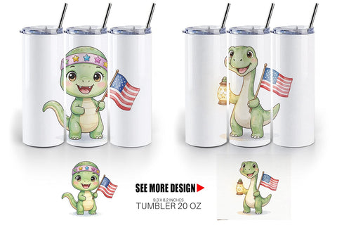 Tumbler Cute Firework Sparkler Dino Watercolor Sublimation artnoy 