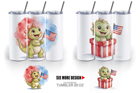 Tumbler Cute Firework Sparkler Dino Watercolor Sublimation artnoy 