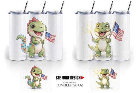 Tumbler Cute Firework Sparkler Dino Watercolor Sublimation artnoy 