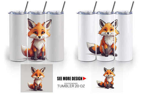 Tumbler Cute Fox Sublimation artnoy 